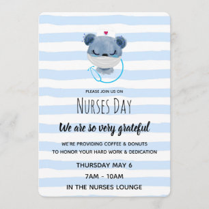 Convite Enfermeira de Urso Azul em Máscara - Apreciação