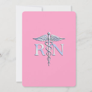 Convite Enfermeira Registrada RN Caduceus em Rosas claro