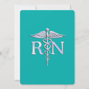 Convite Enfermeira Registrada RN Caduceus em Turquoise