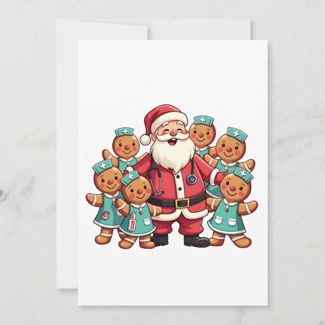 Convite Enfermeiras de pão Natal Santa Claus (Frente)