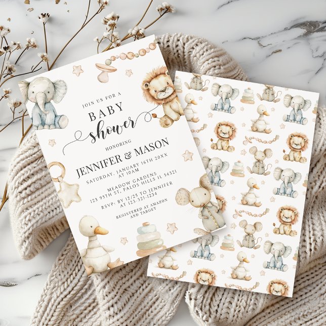 Convite Enfermeiro de Chá de fraldas animal neutro em term (Criador carregado)