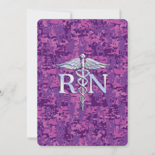 Convite Enfermeiro Registrado RN Caduceus em Pink Camo