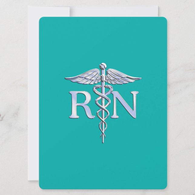 Convite Enfermeiro Registrado RN Caduceus em Turquoise (Frente)