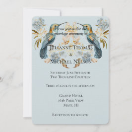 Convite Enfumaçado Azul Hummingbird Hydrangea Flowers Casa