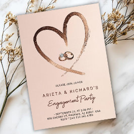 Convite Engagement party invitation with a gold heart