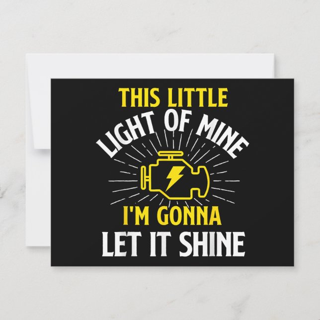 Convite Engine Control Light - Car Guy Auto Mechanic (Frente)