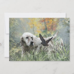 Convite English Setter , época de caça à galinha, Art