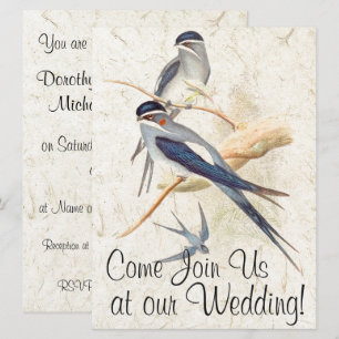 Convite Engolir Aves Selvagens Animais de Casamento Convit