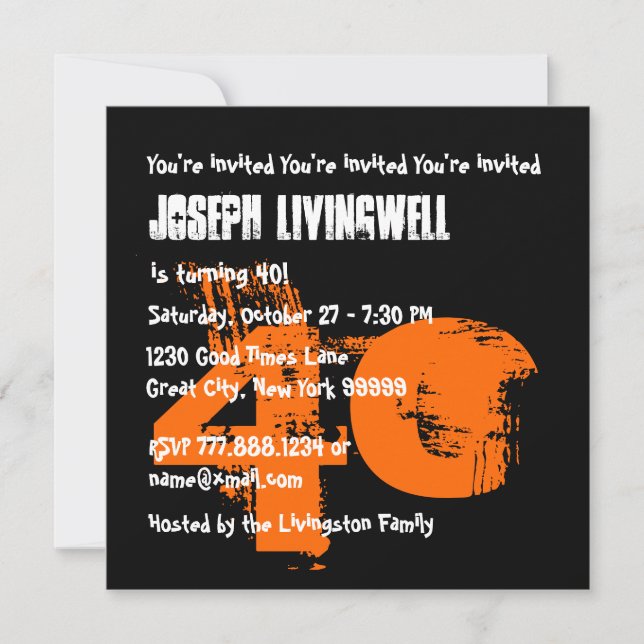 Convite Engraçado 40º Halloween Aniversário A08C (Frente)