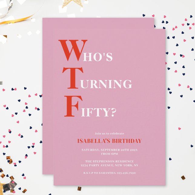 Convite Engraçado 50º aniversário WTF Humorous (Criador carregado)