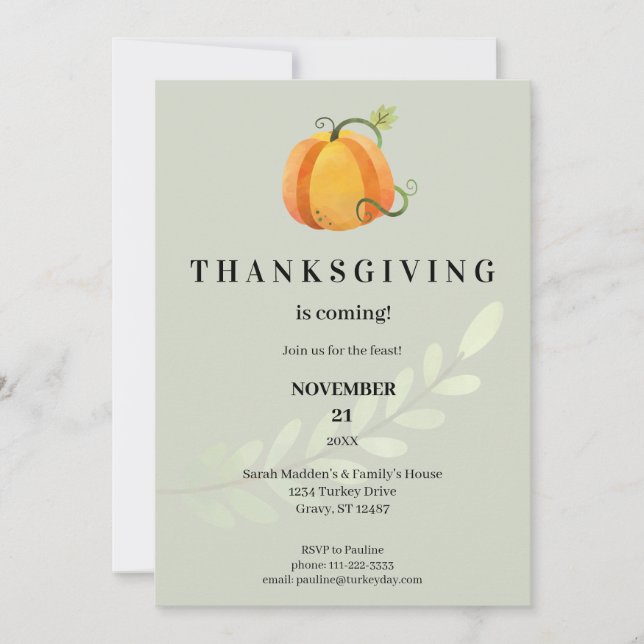 Convite Engraçado Ação de Graças está chegando! Jantar Abó (Frente)