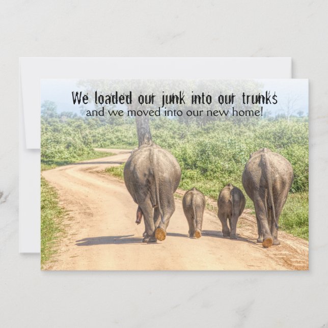 Convite Engraçado Agitação de Casa Aberta Elefantes Movime (Frente)