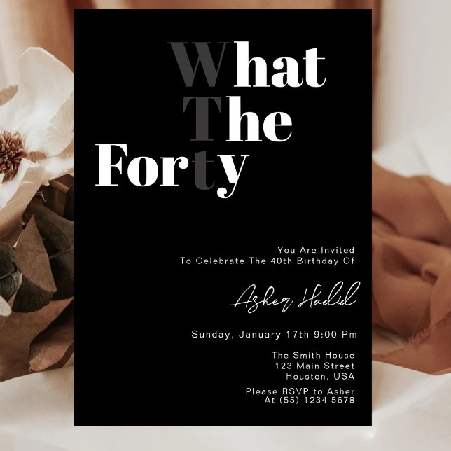 Convite Engraçado aniversário de 40 anos de Adultos WTF (Criador carregado)