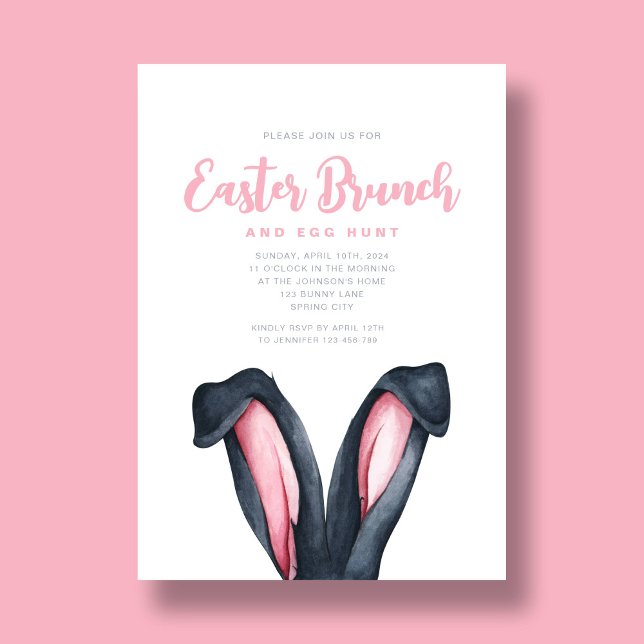 Convite Engraçado Bunny Ears Páscoa Brunch (Funny Bunny Ears Easter Brunch Invitation)
