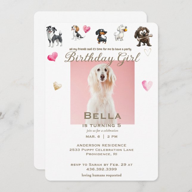Convite Engraçado Cachorro Pet Foto Festa de aniversário C (Frente/Verso)