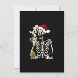 Convite Engraçado Café Skeleton Xmas Café Bebendo Natal