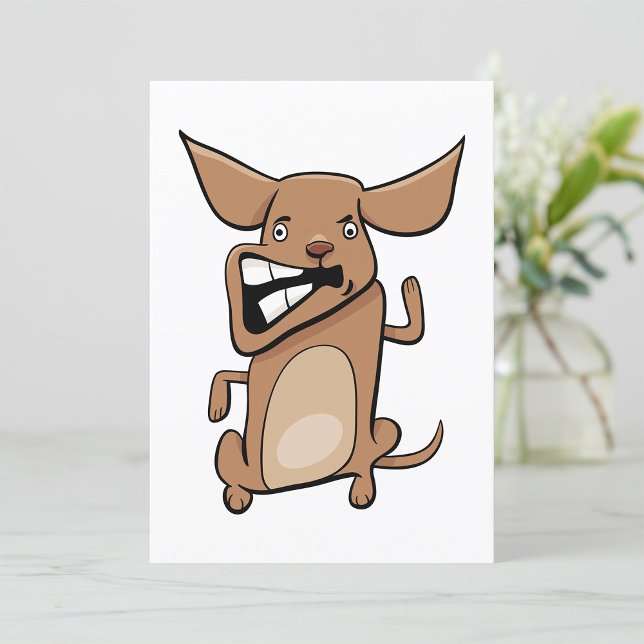 Convite Engraçado Cartoon Louco Cachorro Hilarious Cute Pe (Criador carregado)