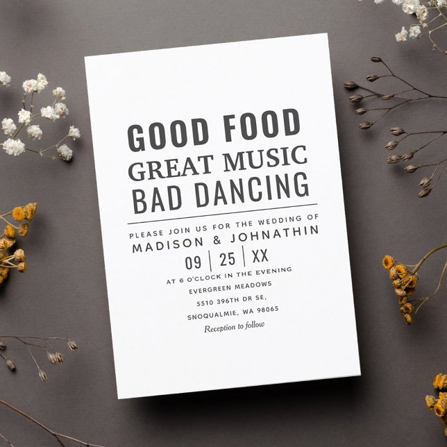 Convite Engraçado Casamento Preto e Branco Moderno e Humor (Criador carregado)