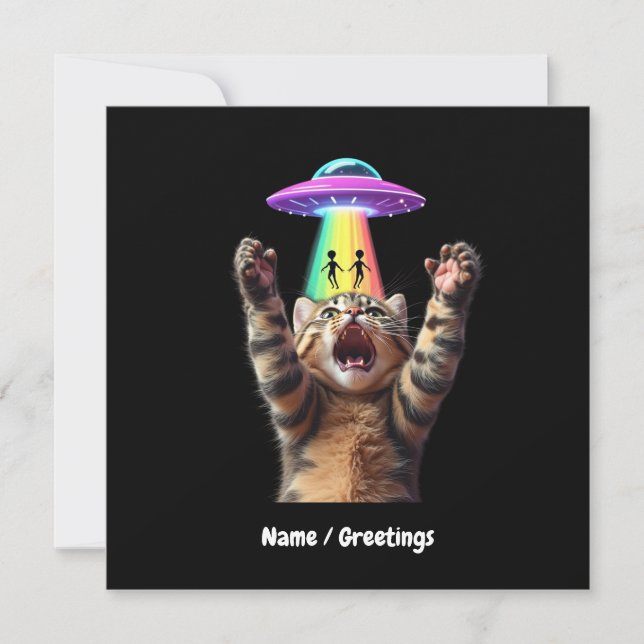 Convite Engraçado Cat Selfie Alienígena OFO Hilariable Per (Frente)
