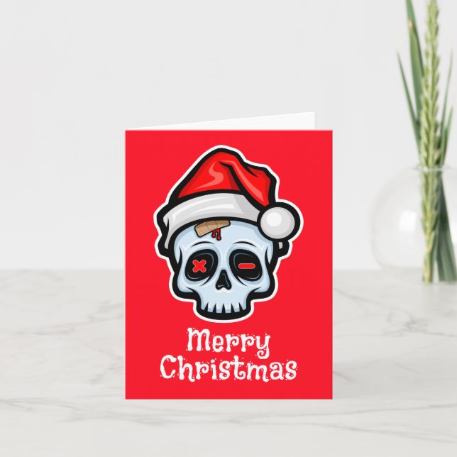 Convite Engraçado Caveira de Natal, Feliz Natal (Frente)