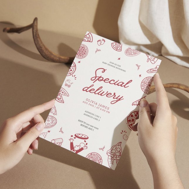 Convite Engraçado chá de fraldas especial de pizza (Criador carregado)