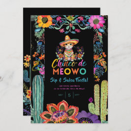 Convite Engraçado Cinco de Mayo Sip e Salsa Cat FIESTA
