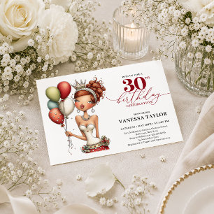 Convite engraçado de 30º aniversário Burgundy Mode