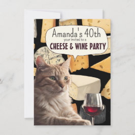 Convite engraçado de festa de queijo e vinho de ga