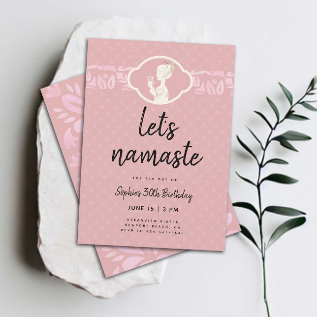 Convite Engraçado Deixa Namaste aniversário de 30 anos do  (funny 30th birthday invitation for women tea party namaste yoga spa afternoon tea)
