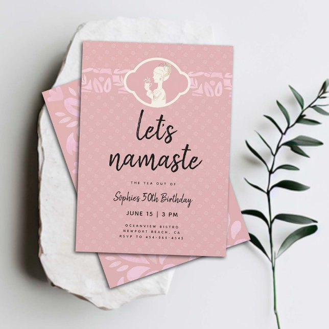 Convite Engraçado Deixa Namaste Mulheres 50º aniversário F (funny 50th birthday invitation for women tea party namaste yoga joke clean elegant classy cute)