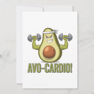 Convite Engraçado Design de Malhação Avo-Cardio Avocado