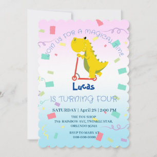 Convite Engraçado dinossauro Patinete Toy Birthday - Nome