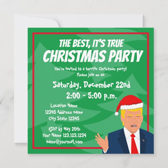 Convite Engraçado Donald Trump na festa de Natal do Papai  (Verso)