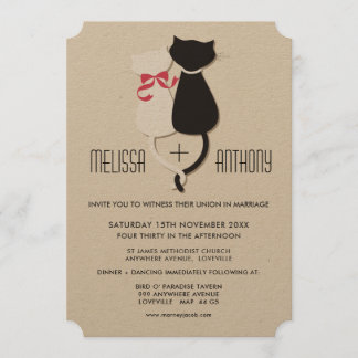 Convite Engraçado Engraçado Casal Casamento de Gatos