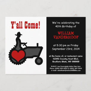 Convite Engraçado fazendeiro na Festa de aniversário do tr