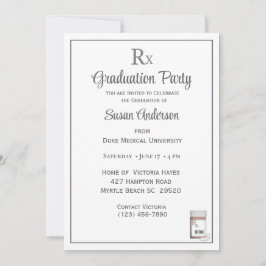 Convite Engraçado Festa de formatura de Rx Pílula Médica R
