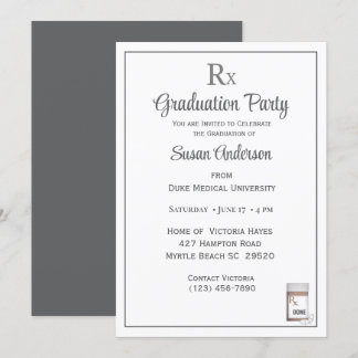 Convite Engraçado Festa de formatura de Rx Pílula Médica R