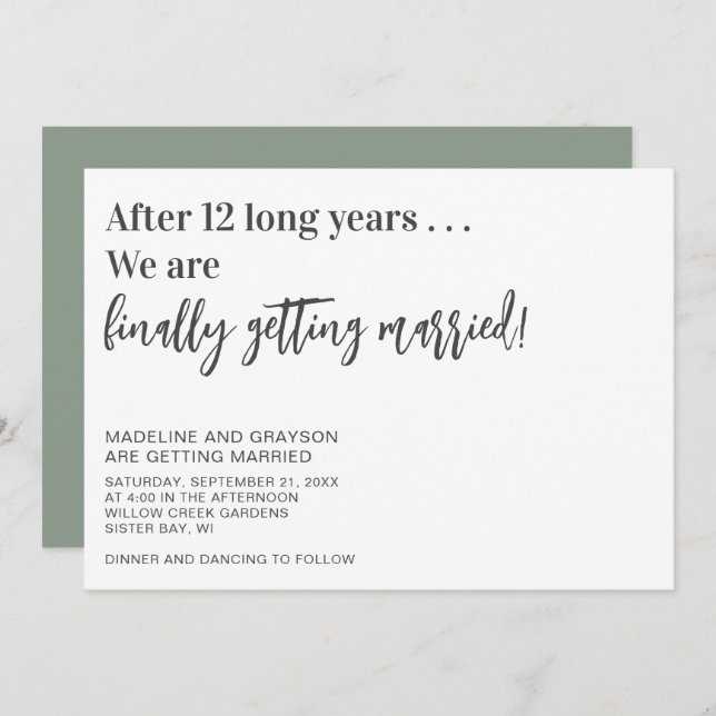 Convite Engraçado Finalmente Casar Casamento Casual (Frente/Verso)