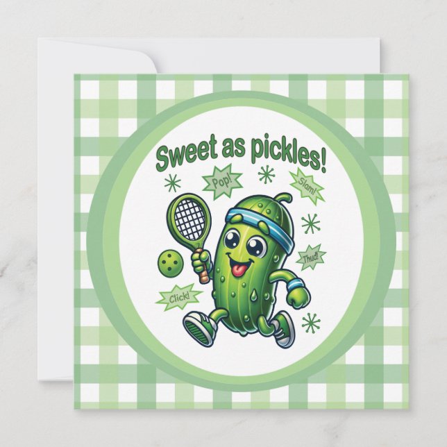 Convite Engraçado Fofo Doce como Picles Pickleball (Frente)