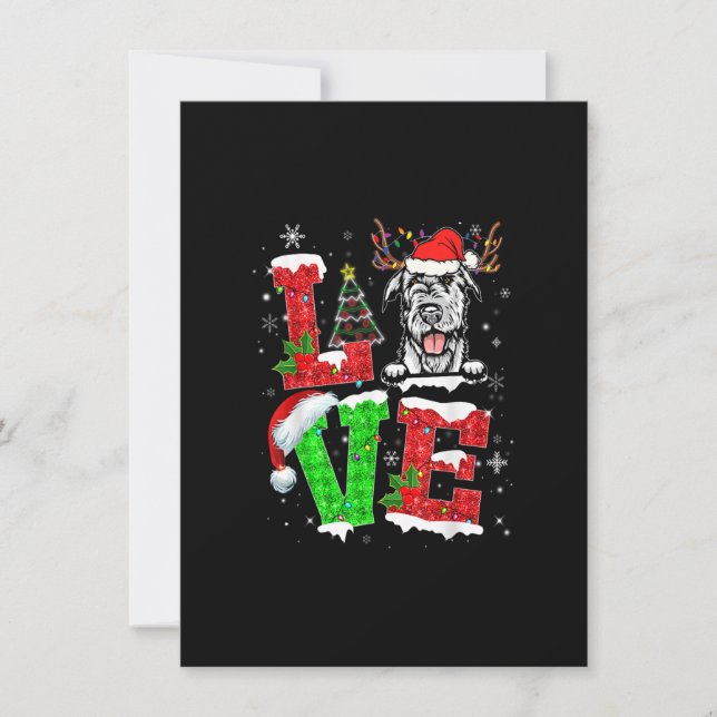 Convite Engraçado Irlandês Wolfhound Dog Tree Christmas Li (Frente)