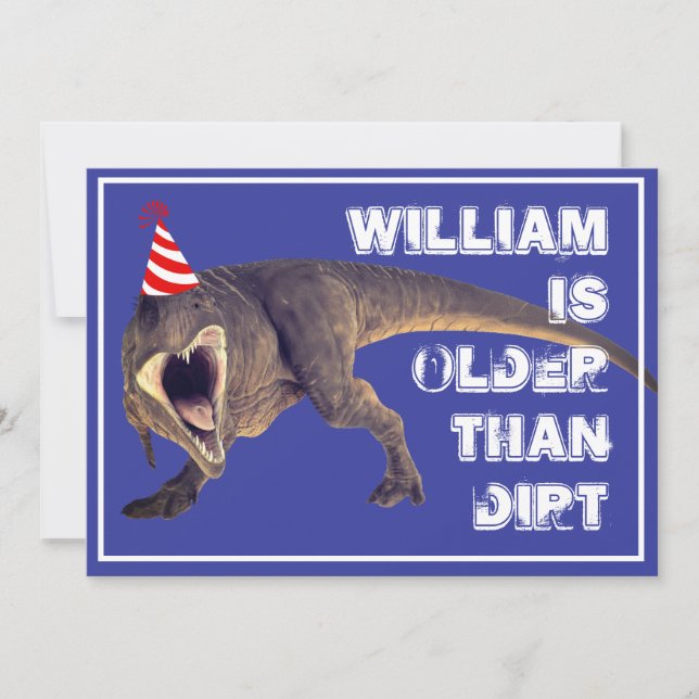 Convite Engraçado mais velho que diirt T-Rex (Frente)