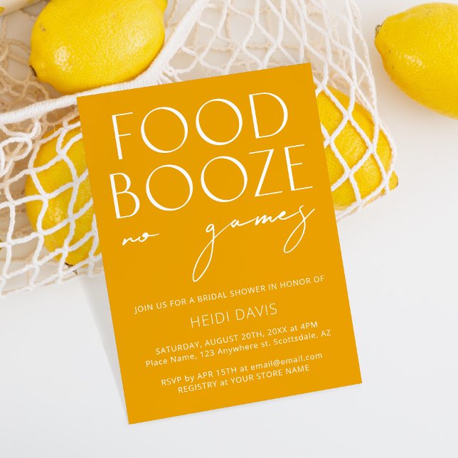 Convite Engraçado Moderno Mínimo Amarelo Sem Jogos Chá de  (Criador carregado)