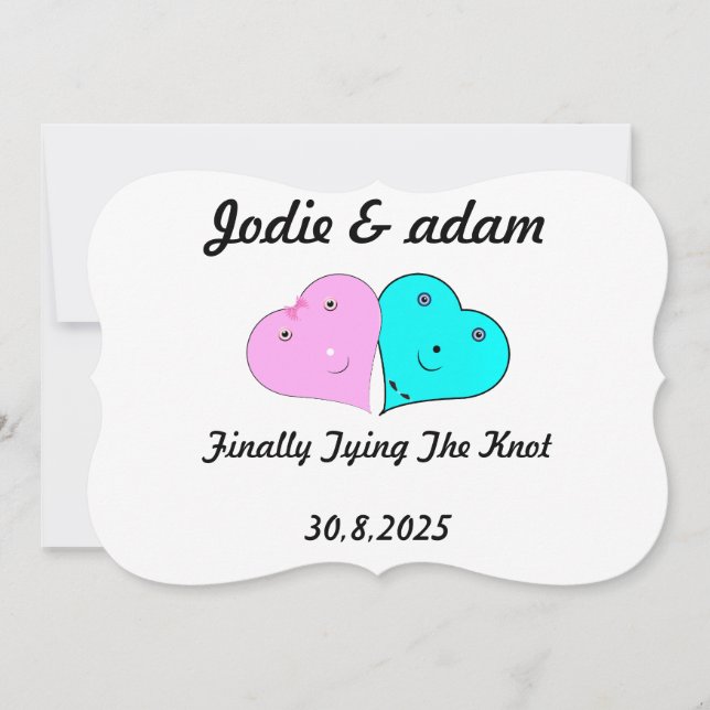 Convite engraçado mr & mrs Hearts (Frente)