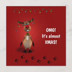 Convite Engraçado Natal Red Nosed Reindeer