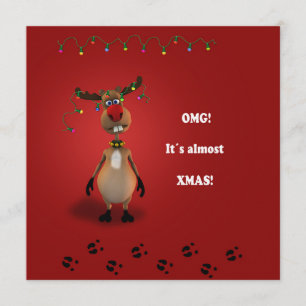 Convite Engraçado Natal Red Nosed Reindeer