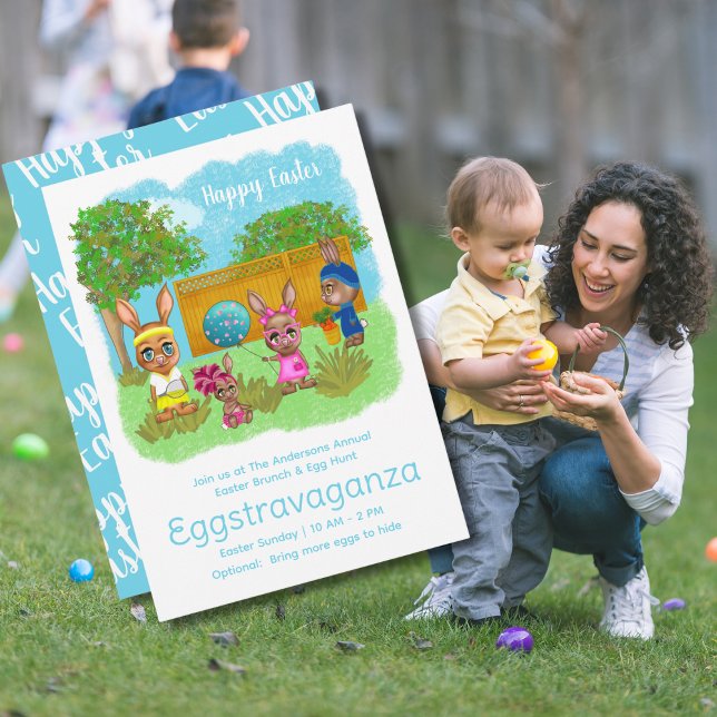 Convite Engraçado Oddball Bunny Páscoa Brunch e Ovo Hunt (Criador carregado)