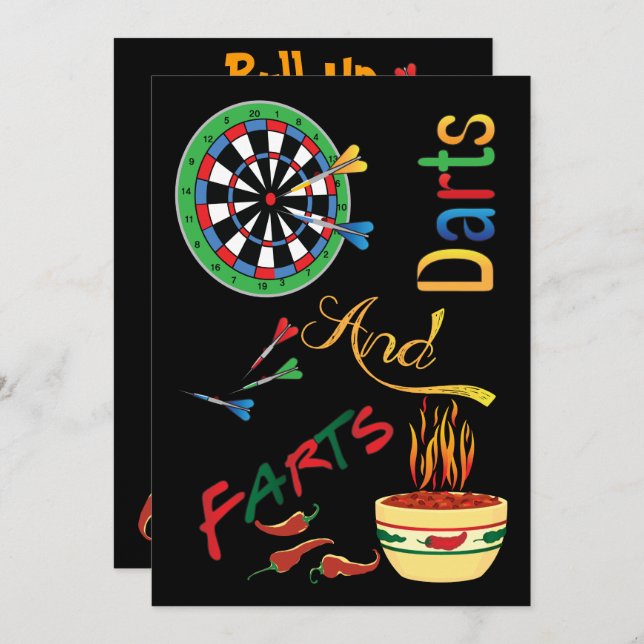 Convite Engraçado Pai de ser Chá - Dardos e Farinhas (Frente/Verso)