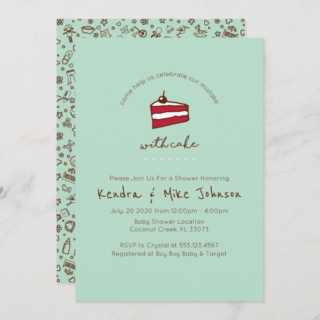 Convite Engraçado para Chás de fraldas (Frente/Verso)