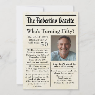 Convite Engraçado que está virando 50 jornais no 50º anive