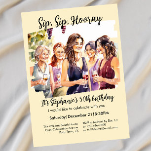 Convite Engraçado Queda Provando de vinho da mulher 50º an